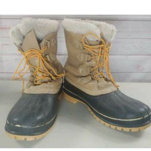 Men's Sorrel Manitou Kaufman Insulated Winter Snow Boots Size 9 Beige And Blue